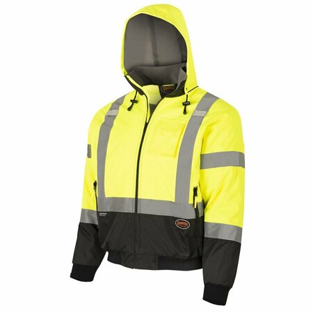 Pioneer Hi-Vis, Waterproof Polyester Safety Bomber Jacket, Yellow/Green, XL V1130560U-XL